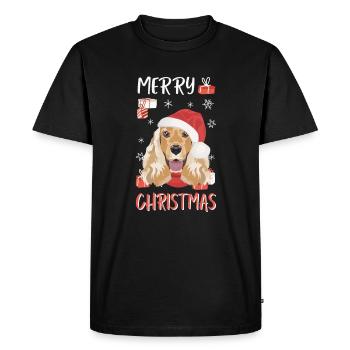 Deutsch Cocker Spaniel Merry Christmas - Men's Premium Organic T-Shirt - black - Front - Nico (187cm)
