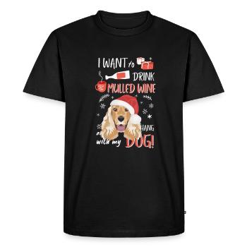 Deutsch Cocker Spaniel Mulled Wine Christmas - Men's Premium Organic T-Shirt - black - Front - Nico (187cm)