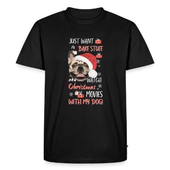 Français Bulldog Joyeux Noël - T-shirt Premium bio Homme - noir - Devant - Nico (187cm)