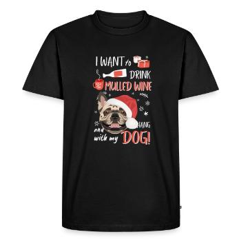 Français Bulldog vin chaud de Noël - T-shirt Premium bio Homme - noir - Devant - Nico (187cm)