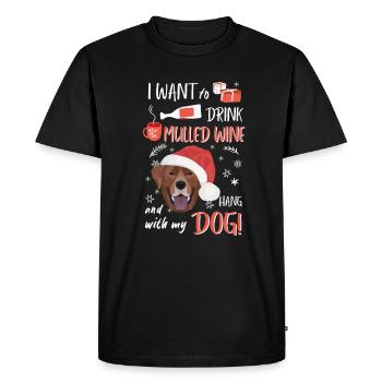 Labrador mulled wine Christmas - Men's Premium Organic T-Shirt - black - Front - Nico (187cm)