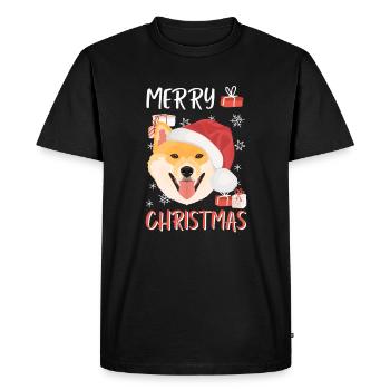 Shiba Inu Joyeux Noël - T-shirt Premium bio Homme - noir - Devant - Nico (187cm)