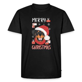 Rottweiler Merry Christmas - Men's Premium Organic T-Shirt - black - Front - Nico (187cm)