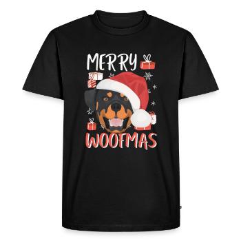 Rottweiler Merry Christmas - Men's Premium Organic T-Shirt - black - Front - Nico (187cm)