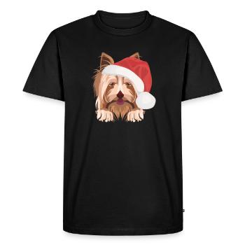 Yorkshire Terrier Joyeux Noël - T-shirt Premium bio Homme - noir - Devant - Nico (187cm)
