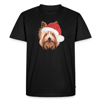 Yorkshire Terrier Joyeux Noël - T-shirt Premium bio Homme - noir - Devant - Nico (187cm)