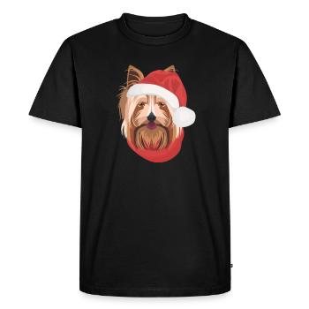 Yorkshire Terrier Joyeux Noël - T-shirt Premium bio Homme - noir - Devant - Nico (187cm)