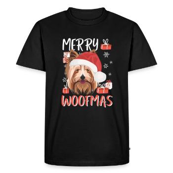 Yorkshire Terrier Joyeux Noël - T-shirt Premium bio Homme - noir - Devant - Nico (187cm)