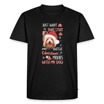 Yorkshire Terrier Joyeux Noël - T-shirt Premium bio Homme - noir - Devant - Nico (187cm)