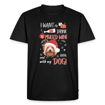 Yorkshire Terrier vin chaud Noël - T-shirt Premium bio Homme - noir - Devant - Nico (187cm)