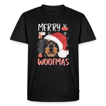 Wire-haired Dachshund Merry Christmas - Men's Premium Organic T-Shirt - black - Front - Nico (187cm)