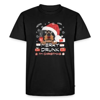 Wire-haired Dachshund Christmas Market - Men's Premium Organic T-Shirt - black - Front - Nico (187cm)