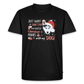 Husky Joyeux Noël - T-shirt Premium bio Homme - noir - Devant - Nico (187cm)