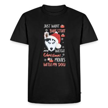 Husky Joyeux Noël - T-shirt Premium bio Homme - noir - Devant - Nico (187cm)