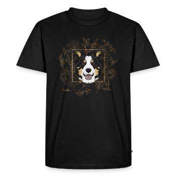 Golden Dog Border Collie - Men's Premium Organic T-Shirt - black - Front - Nico (187cm)