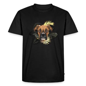 Golden Dog German Boxer - Men's Premium Organic T-Shirt - black - Front - Nico (187cm)