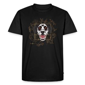 Golden Dog Dalmatian - Men's Premium Organic T-Shirt - black - Front - Nico (187cm)