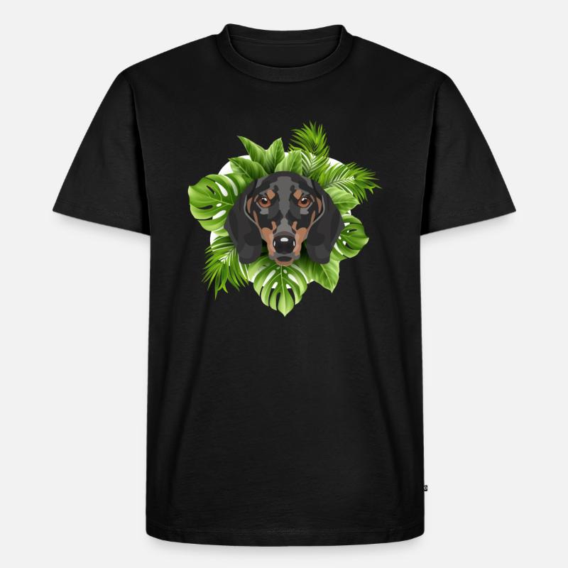 Tropical Dackel - Männer Premium Bio T-Shirt - Schwarz