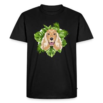 Tropical English Cocker Spaniel - Men's Premium Organic T-Shirt - black - Front - Nico (187cm)