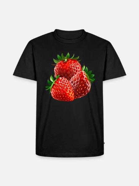 Erdbeere Erdbeeren - Männer Premium Bio T-Shirt - Schwarz