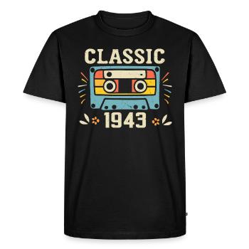 Vintage 1943 Cassette D'anniversaire Rétro 1943 - T-shirt Premium bio Homme - noir - Devant - Nico (187cm)