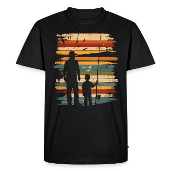 Père et fils Pêche Pêche - T-shirt Premium bio Homme - noir - Devant - Nico (187cm)