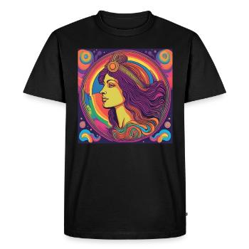 Idée cadeau anniversaire Vierge Naissance - T-shirt Premium bio Homme - noir - Devant - Nico (187cm)