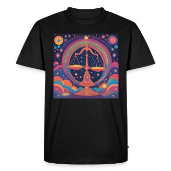 Balance Anniversaire Astrologie Cadeau - T-shirt Premium bio Homme - noir - Devant - Nico (187cm)