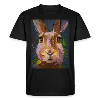 Hare Painting Oil Paints Gift - Men's Premium Organic T-Shirt - black - Front - Nico (187cm)