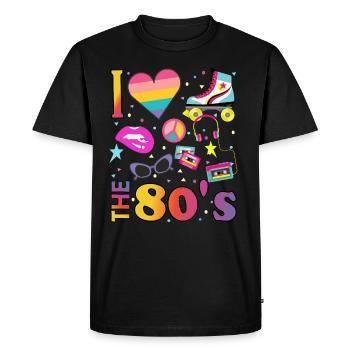 J'adore les années quatre-vingts années 80 Pop Art - T-shirt Premium bio Homme - noir - Devant - Nico (187cm)