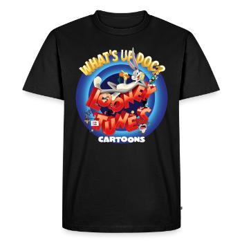 Looney Tunes Cartoons Logo Bugs Bunny - Männer Premium Bio T-Shirt - Schwarz - Vorne - Nico (187cm)
