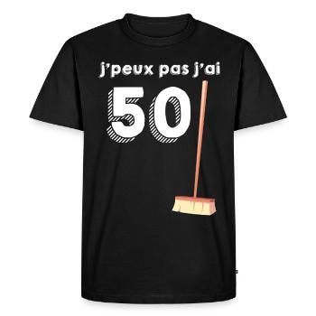 50 Balais Idée Cadeau Anniversaire 50 Ans - T-shirt Premium bio Homme - noir - Devant - Nico (187cm)