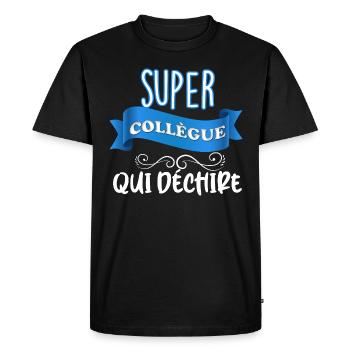 Super collègue qui déchire - T-shirt Premium bio Homme - noir - Devant - Nico (187cm)