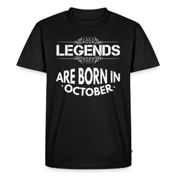 Les Légendes naissent en Octobre Anniversaire Octobre - T-shirt Premium bio Homme - noir - Devant - Nico (187cm)