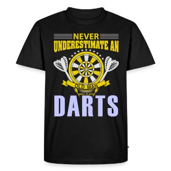 Joueur de fléchettes Steeldart Funny Dart 180 fléchettes - T-shirt Premium bio Homme - noir - Devant - Nico (187cm)