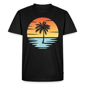 Plage Coucher de soleil - T-shirt Premium bio Homme - noir - Devant - Nico (187cm)