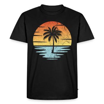 Plage Coucher de soleil - T-shirt Premium bio Homme - noir - Devant - Nico (187cm)