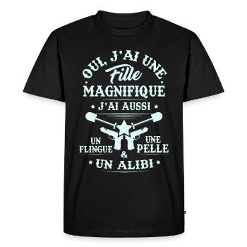 T-shirt pour Papa - J'ai une Fille Magnifique - T-shirt Premium bio Homme - noir - Devant - Nico (187cm)