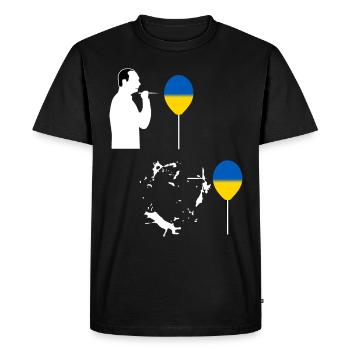 Un ballon ukrainien éclate Poutine (Blanc) - T-shirt Premium bio Homme - noir - Devant - Nico (187cm)