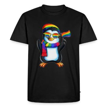 Pingouin LGBT Gay Homosexualité Lesbienne Arc-en-ciel - T-shirt Premium bio Homme - noir - Devant - Nico (187cm)