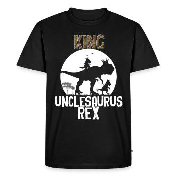 King Unclesaurus Rex Gift For Uncle - Men's Premium Organic T-Shirt - black - Front - Nico (187cm)