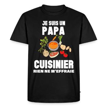 Je Suis un papa cuisinier Citation Métier Humour - T-shirt Premium bio Homme - noir - Devant - Nico (187cm)