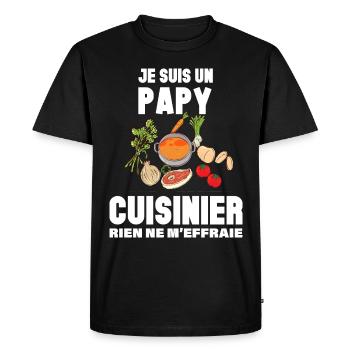 Papy Aime La Cuisine Cadeau Homme Cuisinier - T-shirt Premium bio Homme - noir - Devant - Nico (187cm)