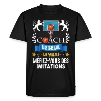 Entraineur Coach Basket Cadeau Basketball Homme - T-shirt Premium bio Homme - noir - Devant - Nico (187cm)