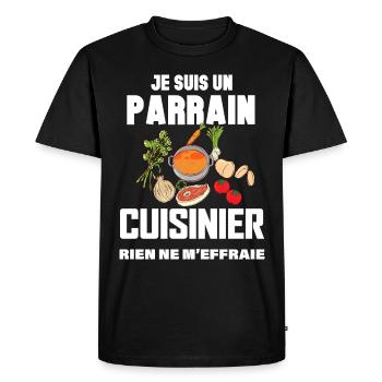 Parrain cuisinier Humour Cadeau Homme - T-shirt Premium bio Homme - noir - Devant - Nico (187cm)