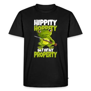 Mauvaise grenouille disant en bas de ma propriété - T-shirt Premium bio Homme - noir - Devant - Nico (187cm)