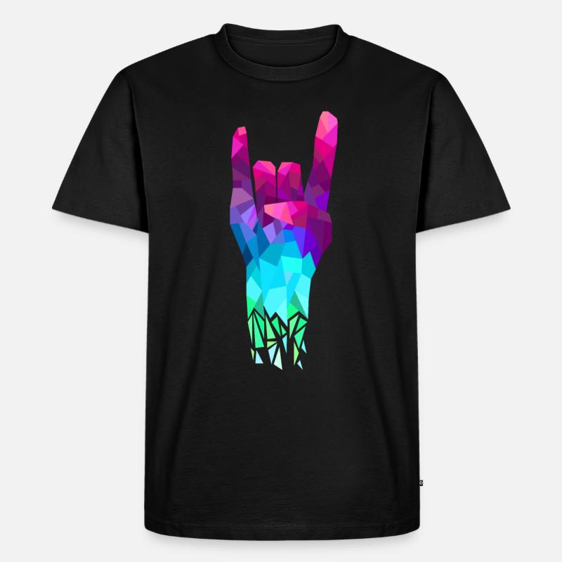 Geometric Rock Hand Handzeichen Rock n Roll - Männer Premium Bio T-Shirt - Schwarz