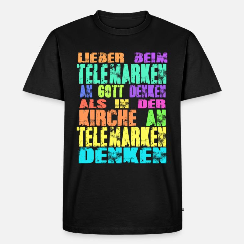 Telemarken Kirche - Männer Premium Bio T-Shirt - Schwarz