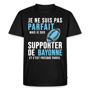 supporter rugby stade Bayonne club rugby Bayonnais - T-shirt Premium bio Homme - noir - Devant - Nico (187cm)