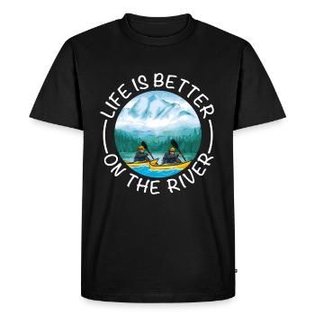 La vie est meilleure sur la rivière Kayak Sports nautiques Canoë - T-shirt Premium bio Homme - noir - Devant - Nico (187cm)